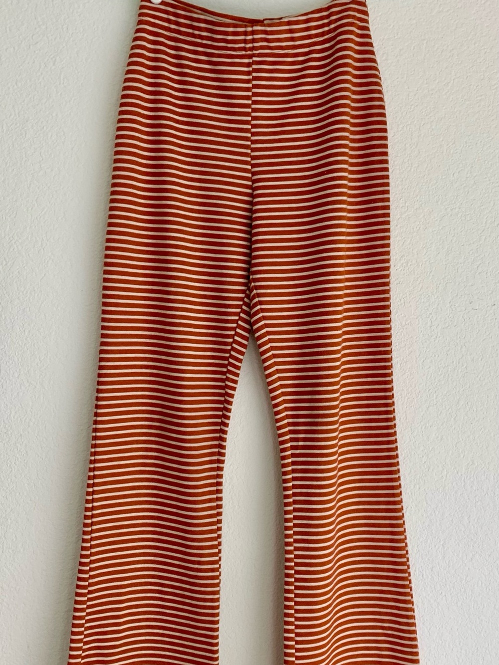Women’s Striped Rust and Cream Flare Pants